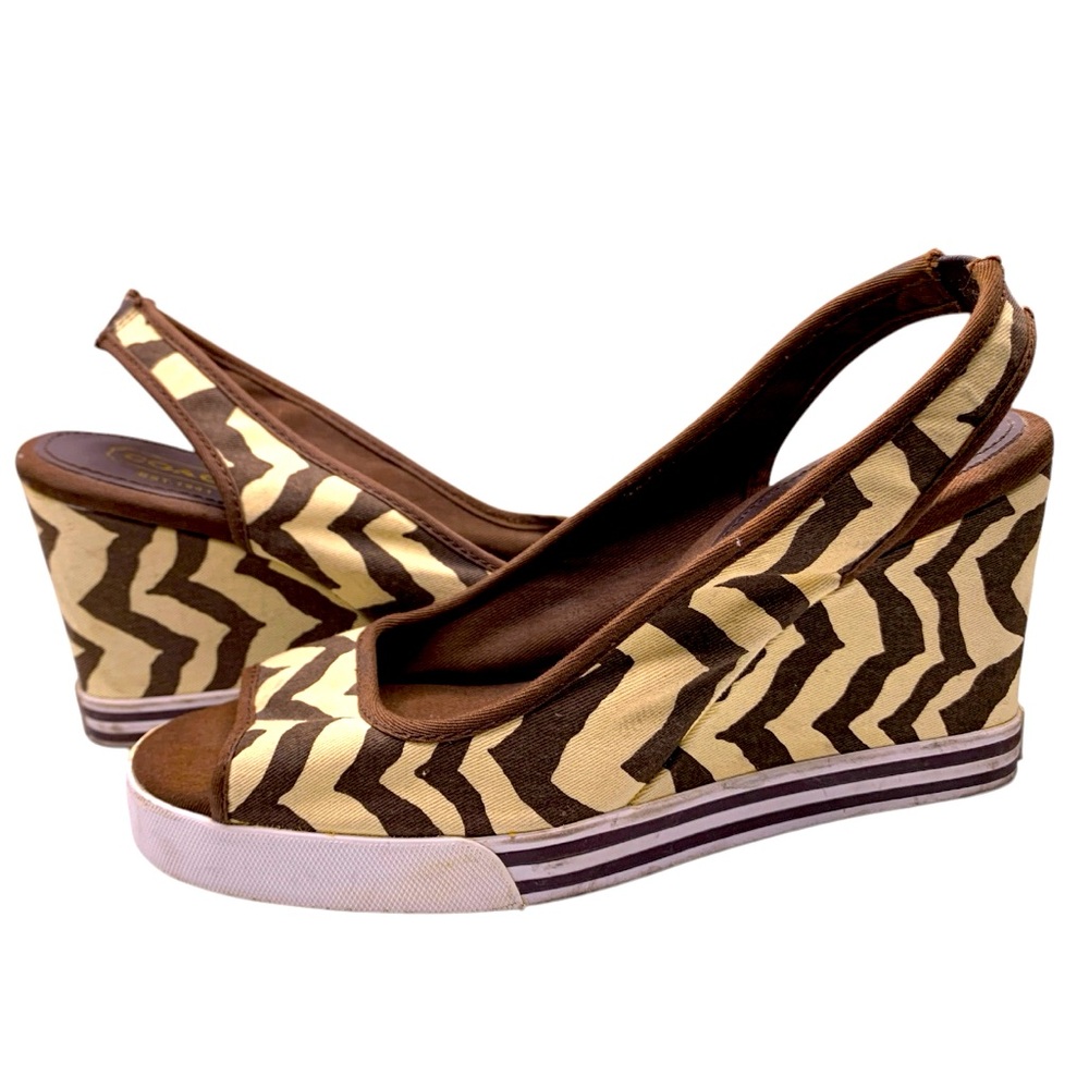 COACH Sydney Zebra Peep Toe Wedge